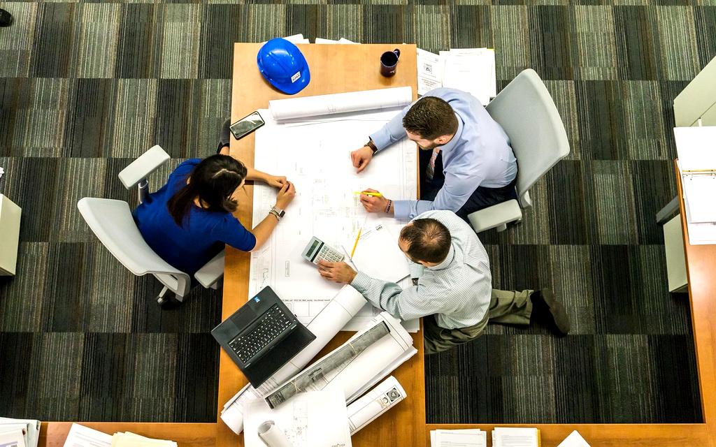 Team collaborating in a modern office environment