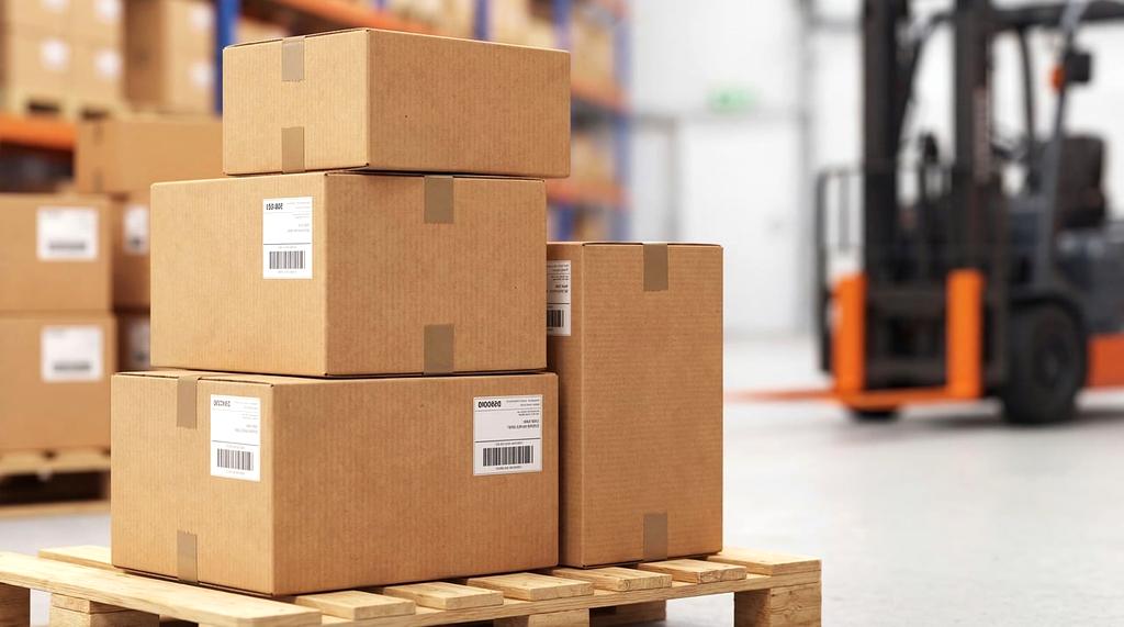 Logistics manager viewing a digital tablet in a warehouse